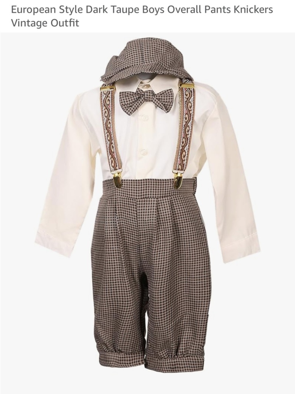Rafael European Style Dark Taupe Boys Overall Pants Knickers suspender set 2t